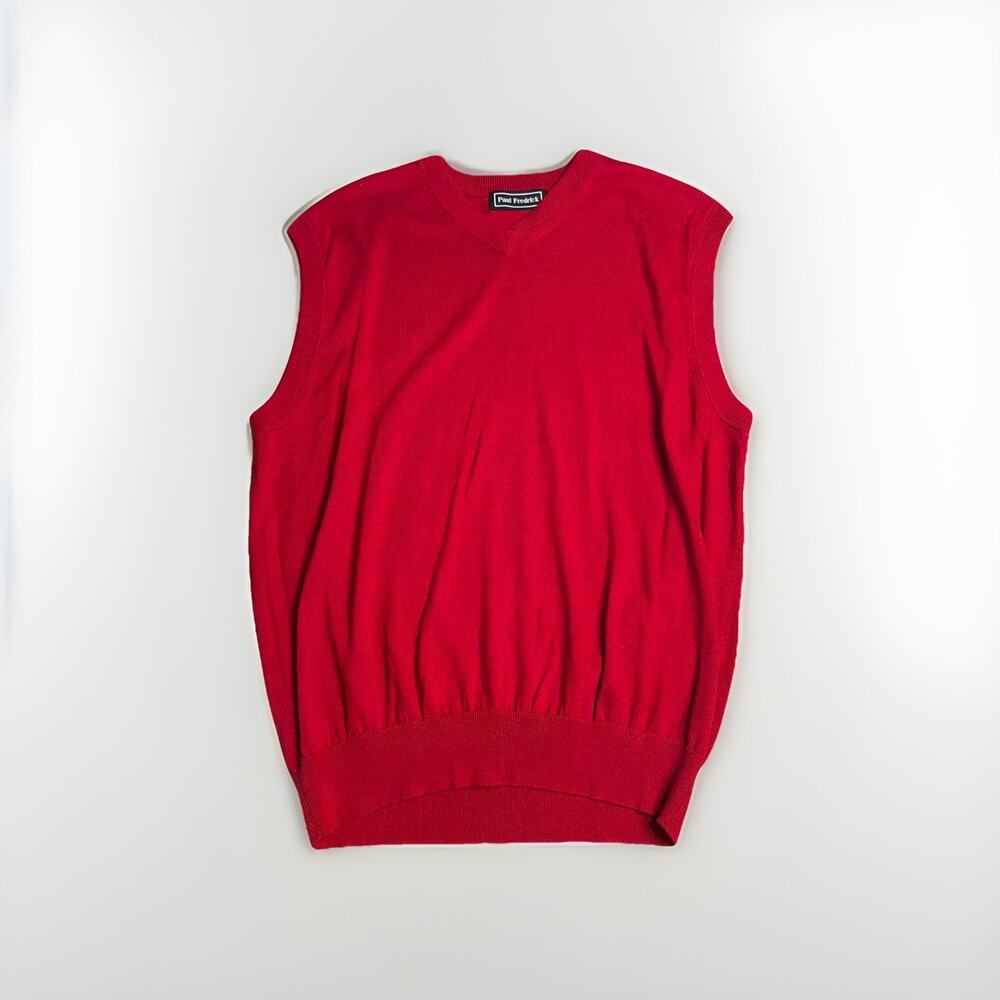 Paul Frederick Men's Red Silk/Cotton/Cashmere Blend Sweater Vest L